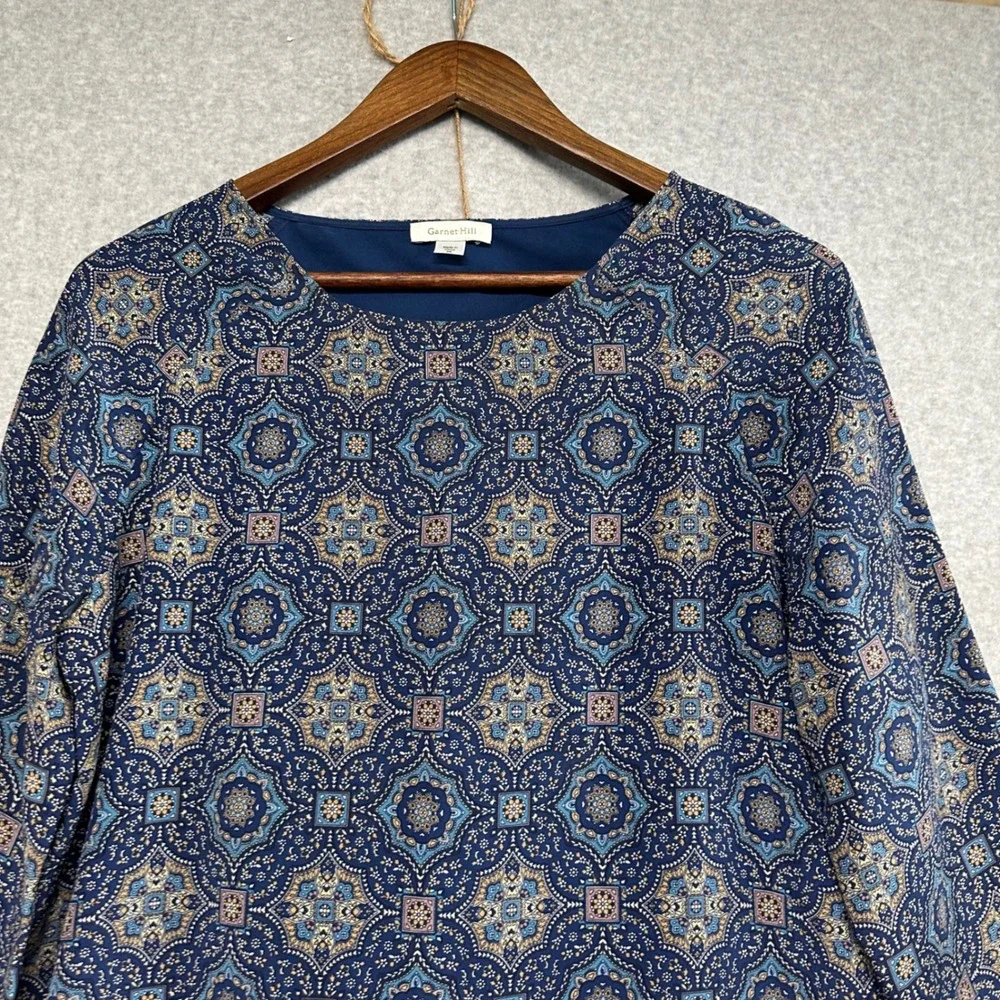 Garnet Hill Womens Shift‎ Dress Size 6 100% Silk Geometric Nautical Cruise Beach